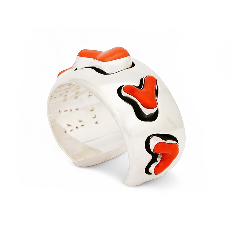 Rawdin, Kim Sterling Silver Bracelet With Five Coral Stones
