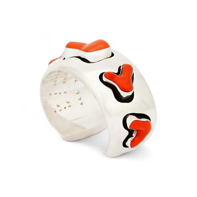 Rawdin, Kim Sterling Silver Bracelet With Five Coral Stones