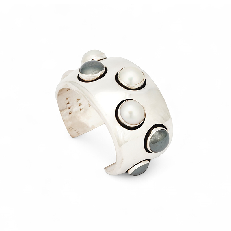 Rawdin, Kim Sterling Silver Bracelet With Hematite and Mabe Pearls