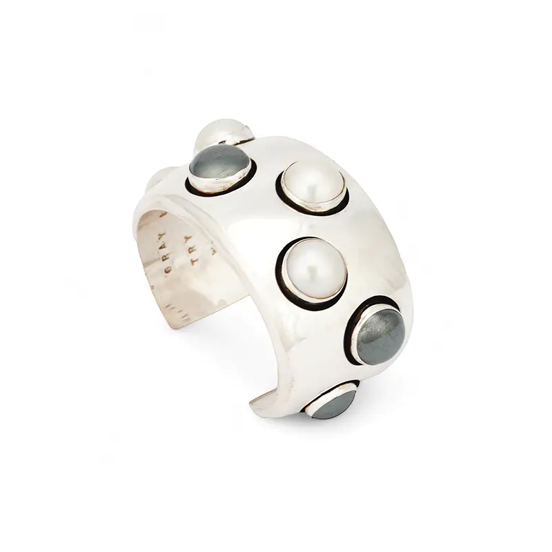 Rawdin, Kim Sterling Silver Bracelet With Hematite and Mabe Pearls