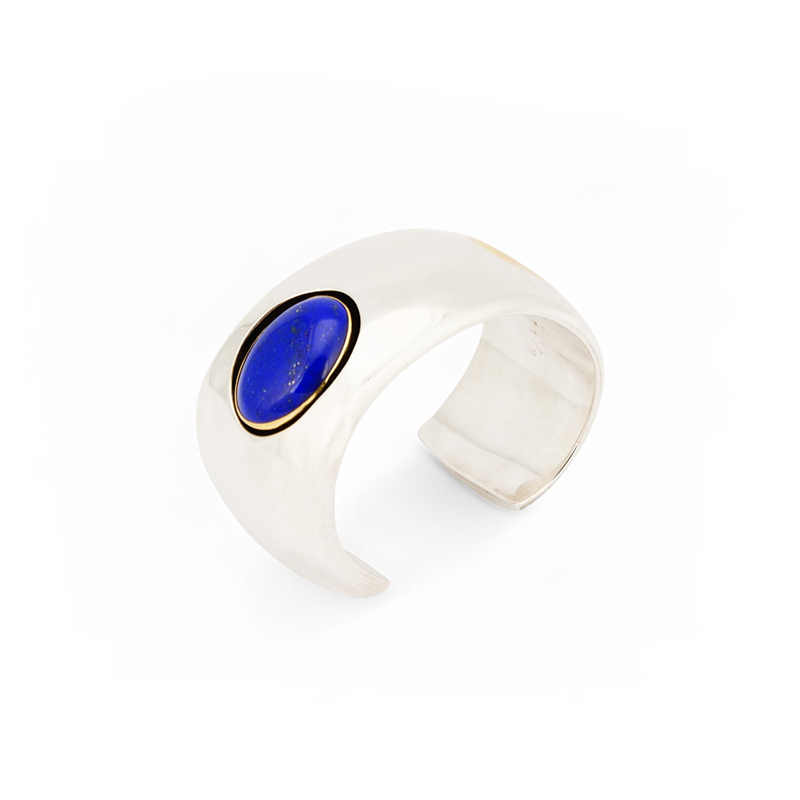 Rawdin, Kim Sterling and Fine Silver Lapis Bracelet With 22K Gold