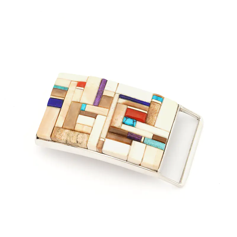 Sonwai (Verma Nequatewa) Sterling Silver Fossilized Ivory Belt Buckle
