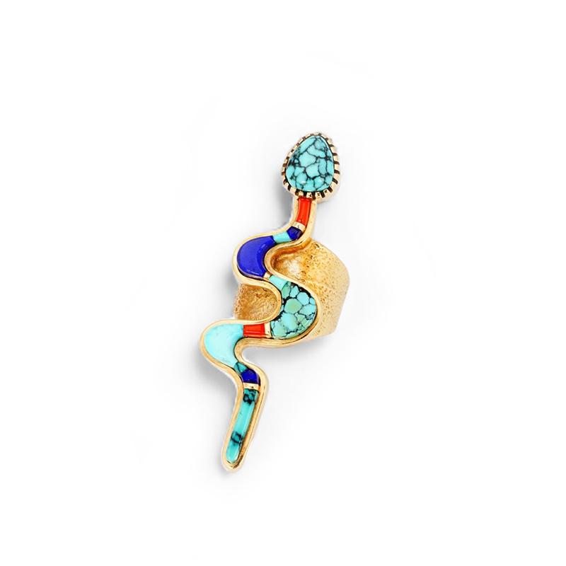 Sonwai (Verma Nequatewa) 18K Gold Inlaid Snake Ring