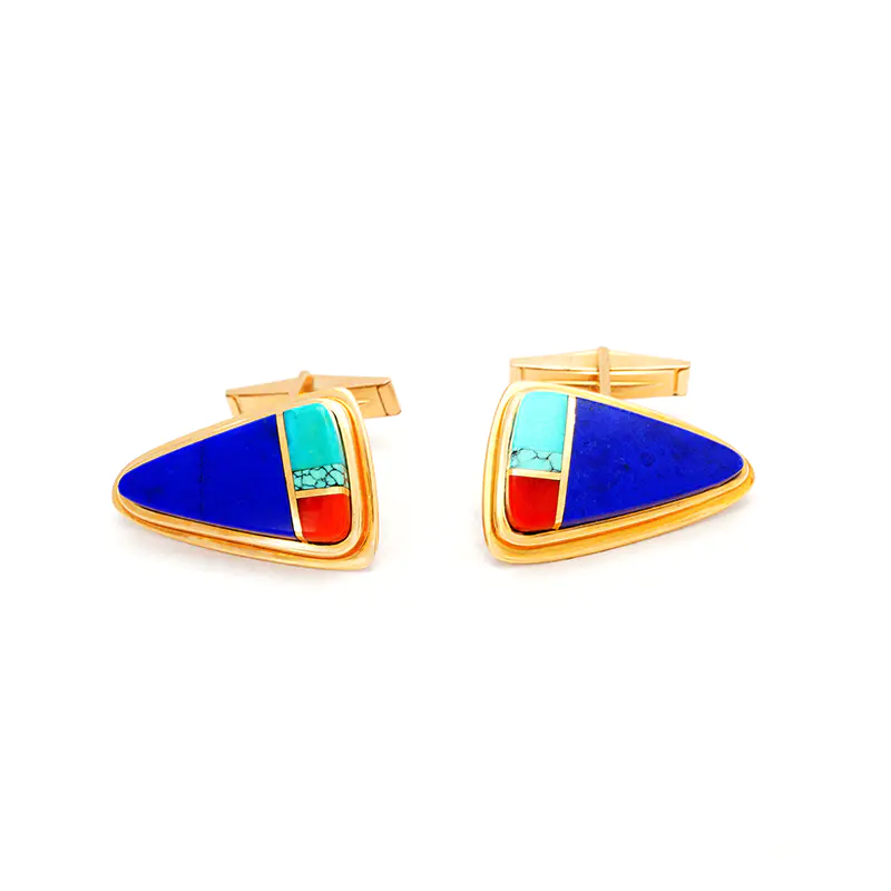 Sonwai (Verma Nequatewa) 14K Gold Cufflinks With Inlay