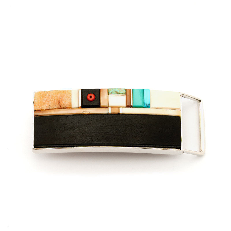Sonwai (Verma Nequatewa) Sterling Silver Inlaid Dress Belt Buckle