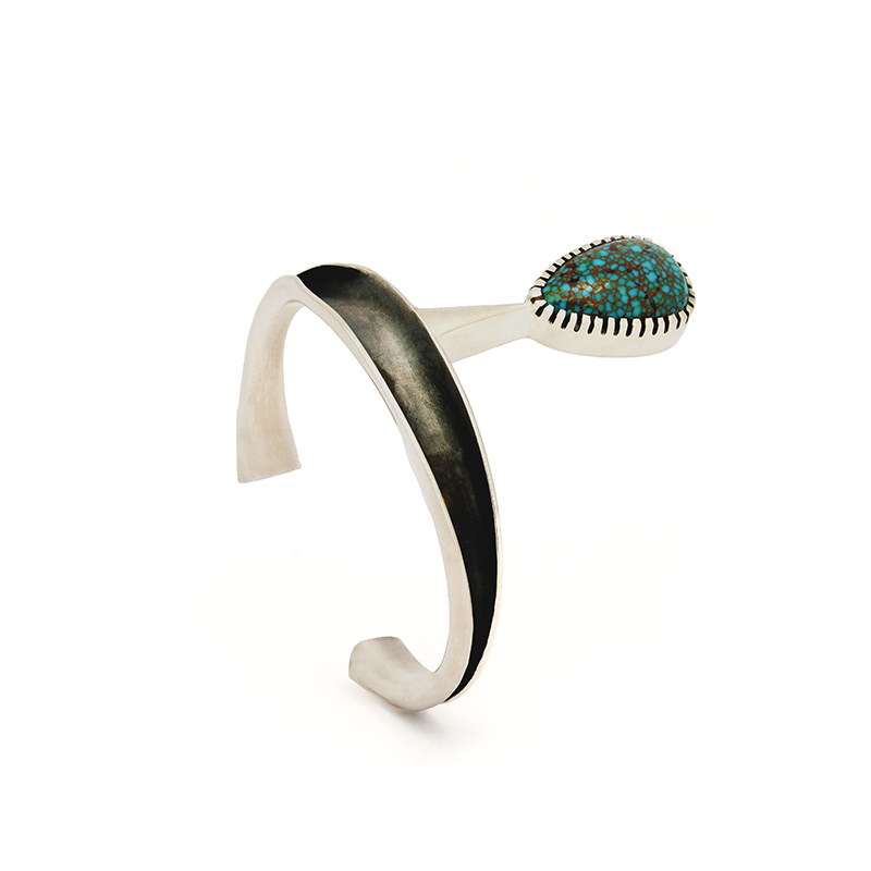 Loloma, Charles Sterling Silver Hand-Fabricated Bracelet With Red Mountain Turquoise