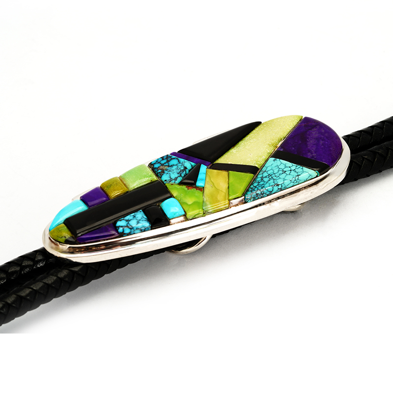 Poblano, Veronica Sterling Silver Bolo tie With Inlay