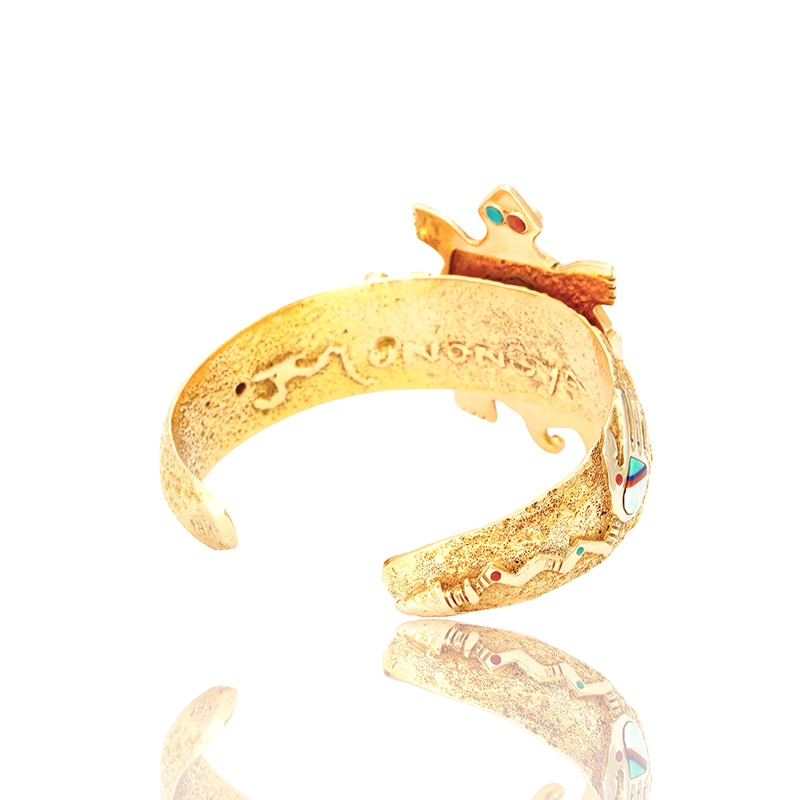 Monongya, Jesse 18K Gold Turtle Bracelet With Diamonds and Inlay — view 3