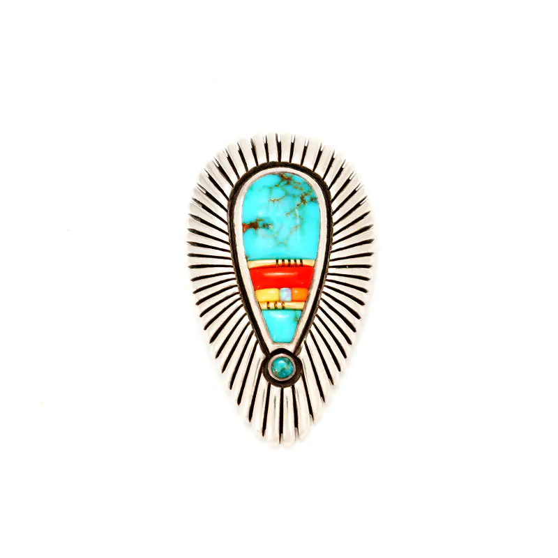 Yazzie, Raymond Sterling Silver Pendant With Inlay