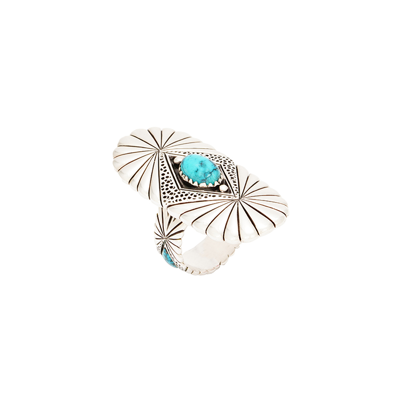 Yazzie, Raymond Sterling Silver Rings With Lone Mountain Turquoise