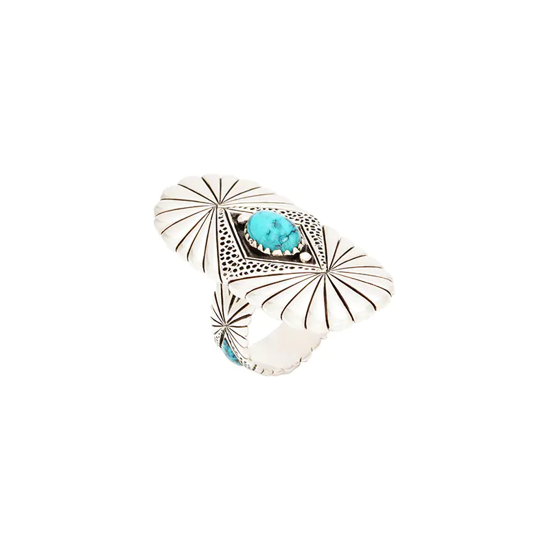 Yazzie, Raymond Sterling Silver Rings With Lone Mountain Turquoise