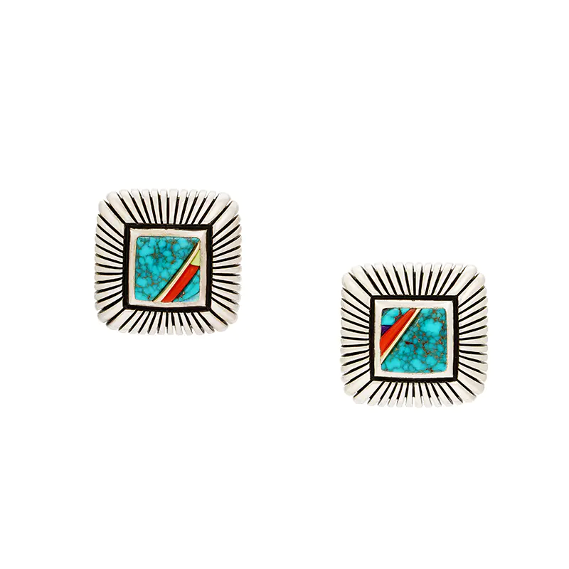 Yazzie, Raymond Sterling Silver Inlaid Earrings