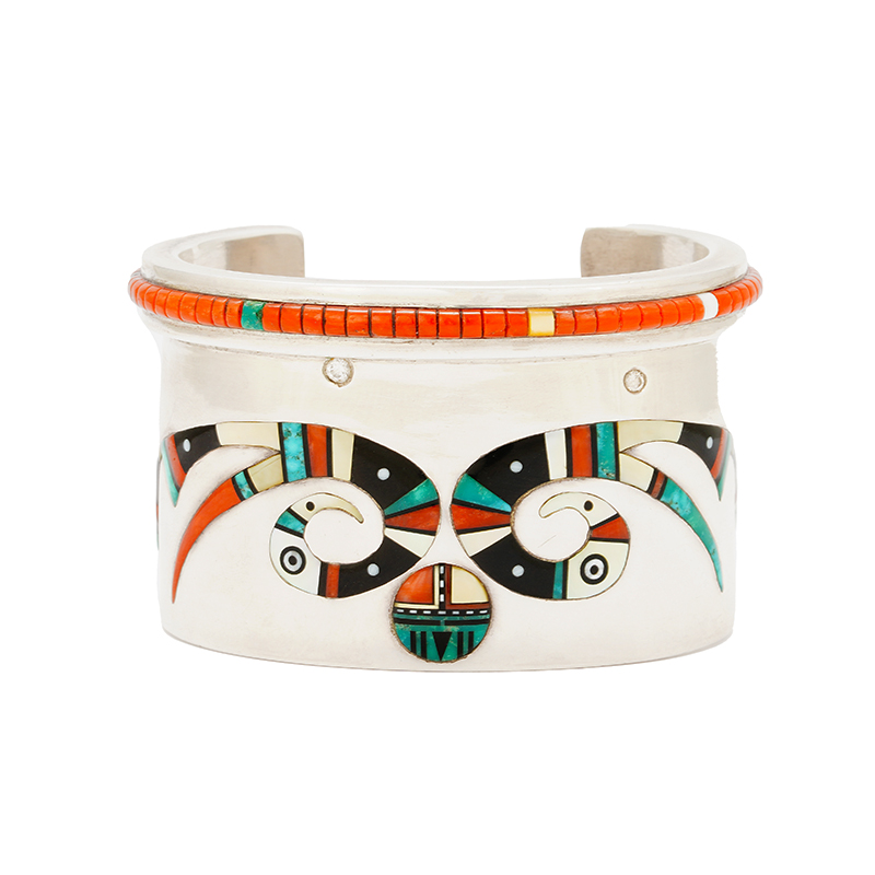 Monongya, Jesse Sterling Silver Inlaid Parrot Bracelet