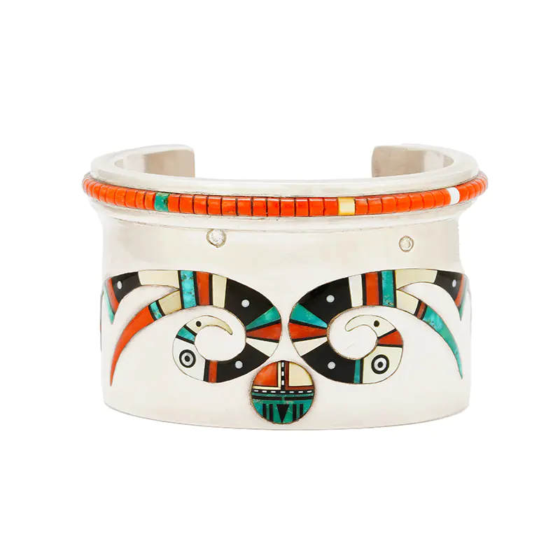 Monongya, Jesse Sterling Silver Inlaid Parrot Bracelet