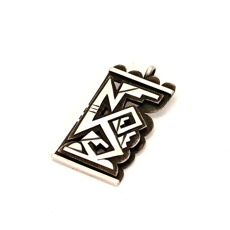 Kabotie, Michael Sterling Silver Hopi Overlay Rectangular Pendant