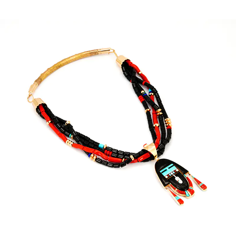 Monongya, Jesse Gold Twin Towers Tribute Kachina Necklace