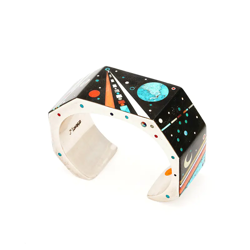 Monongya, Jesse Sterling Silver Space Inlaid Bracelet