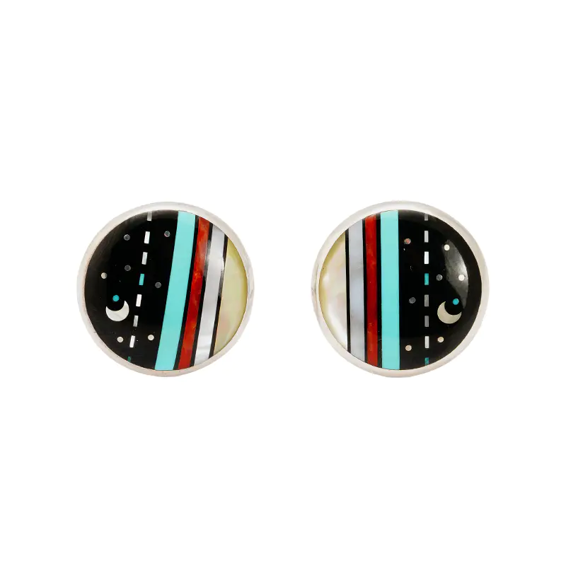 Monongya, Jesse Sterling Silver Inlaid Space Earrings