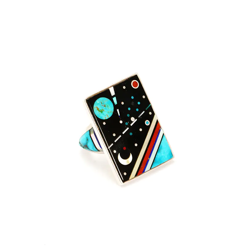 Monongya, Jesse Sterling Silver Inlaid Space Ring