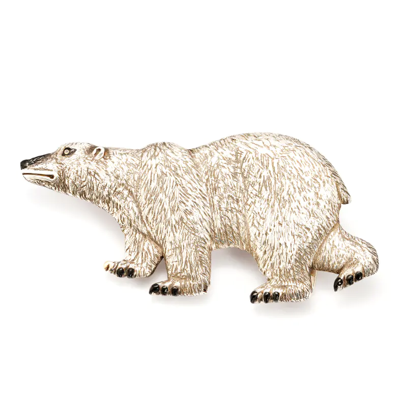Monongya, Jesse Sterling Silver Polar Bear Inlaid Belt Buckle