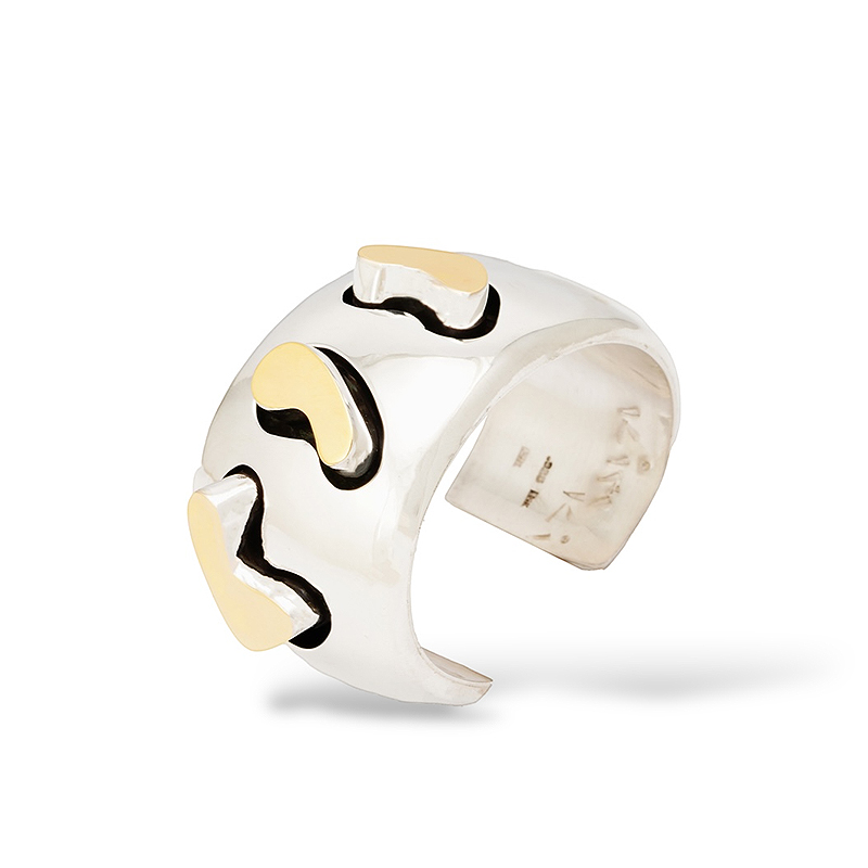 Rawdin, Kim Sterling Silver and Gold Raised Sculptural Bracelet