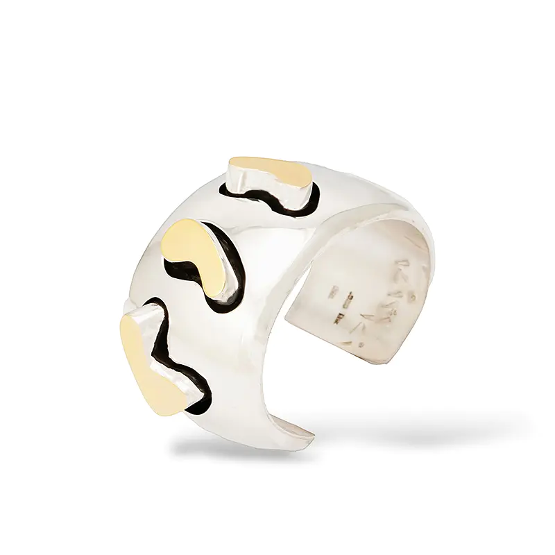 Rawdin, Kim Sterling Silver and Gold Raised Sculptural Bracelet