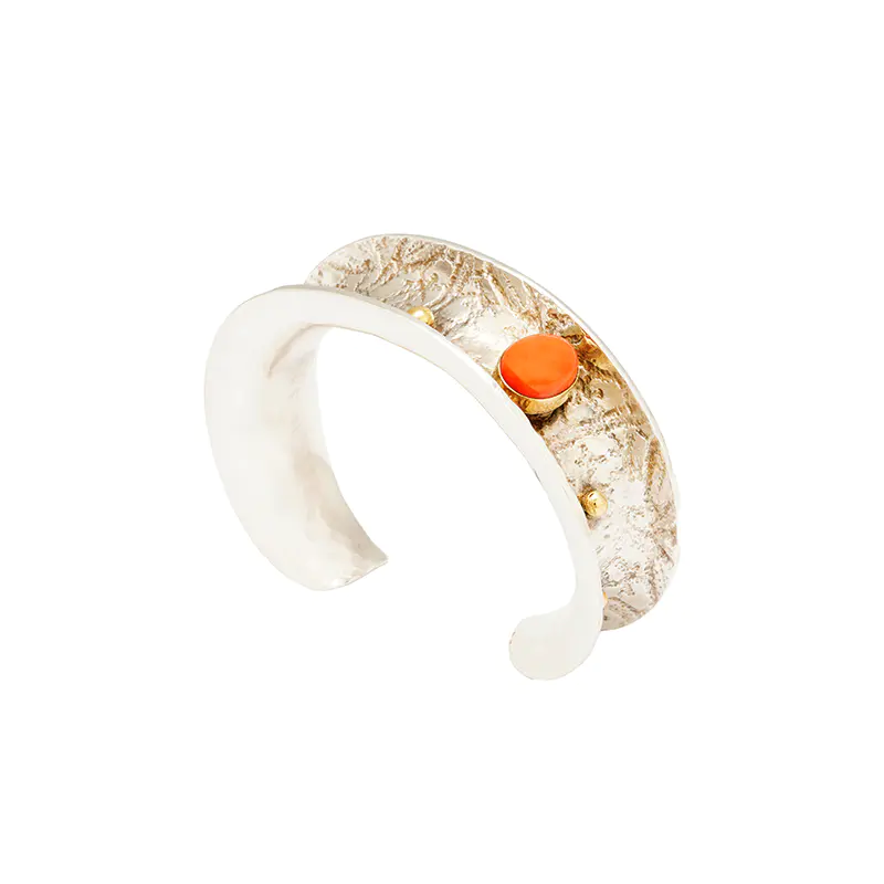 Denipah, Marian and LaRance, Steve Sterling Silver Bracelet With Coral And Gold Accents