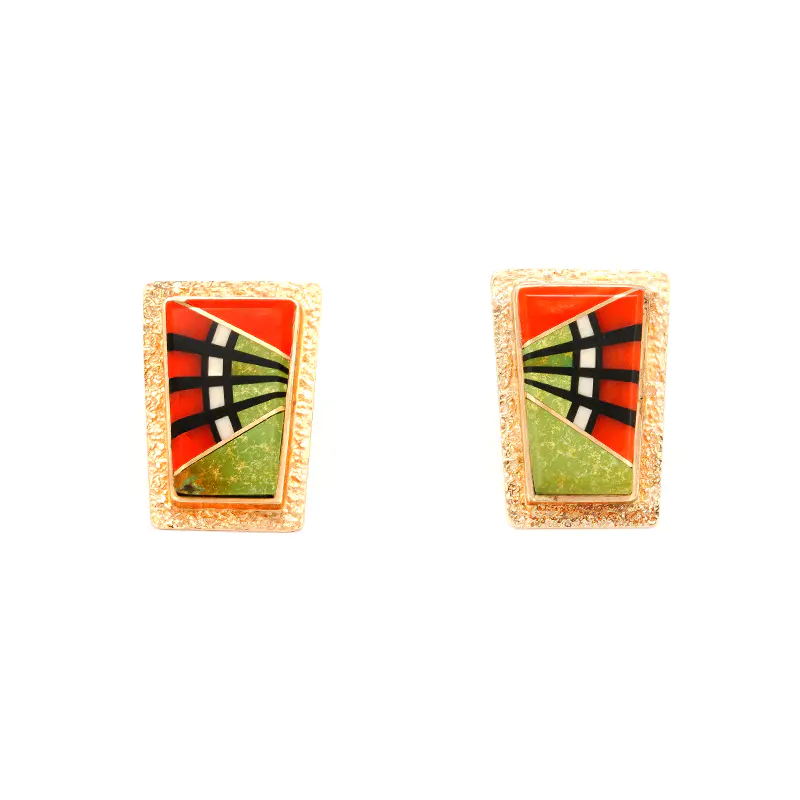 Jackson, Tommy 14K Gold Tufa Cast Inliad Earrings