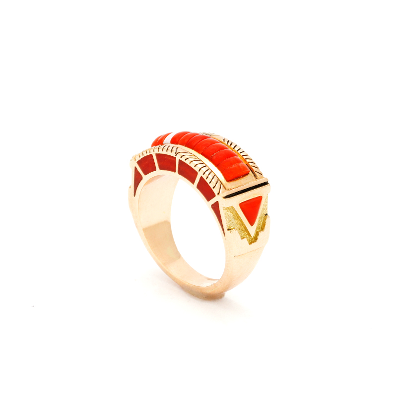 Yazzie, Lee 14K Gold Coral Ring