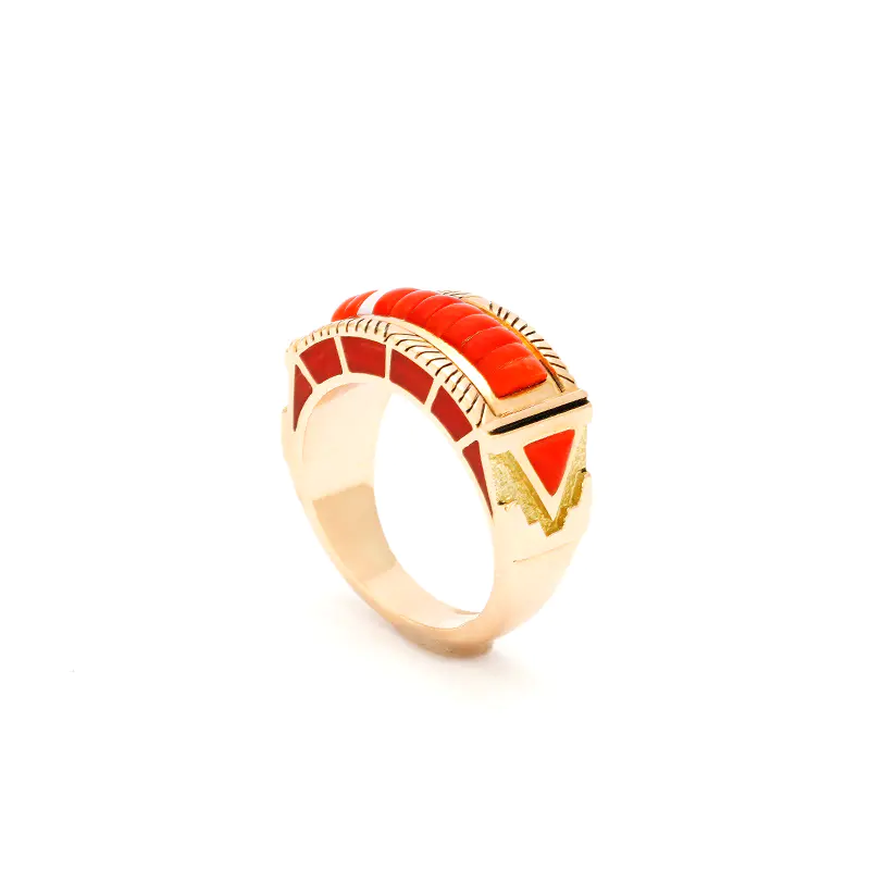 Yazzie, Lee 14K Gold Coral Ring