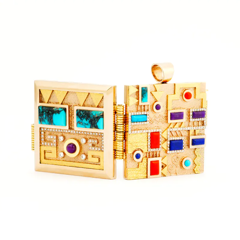Charlie, Ric 18K Gold Double Sided Yei Mask Locket Pendant