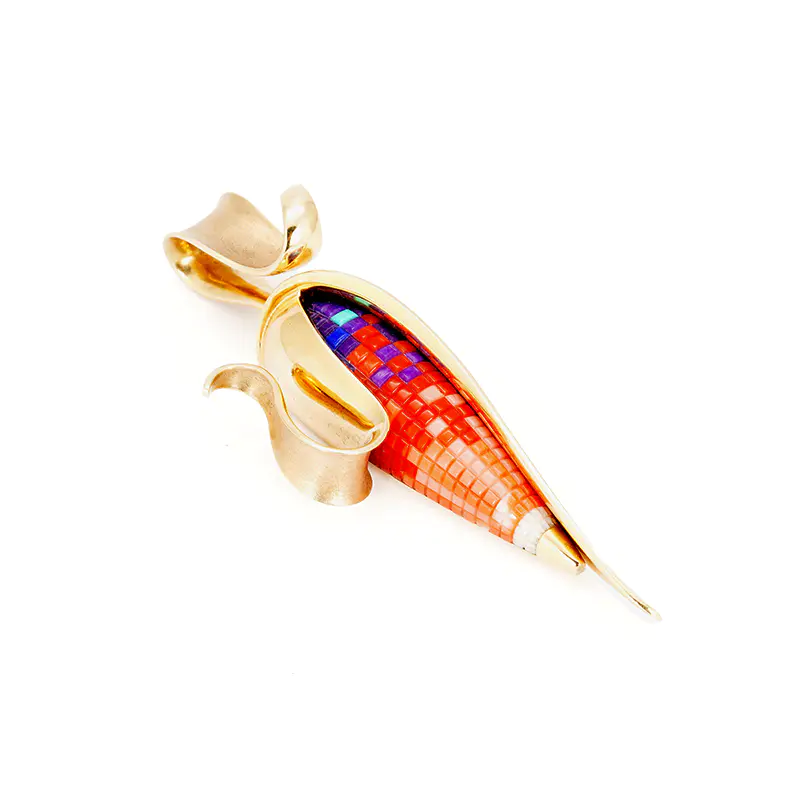 Supplee, Charles 14K Gold Inlaid Corn Pendant