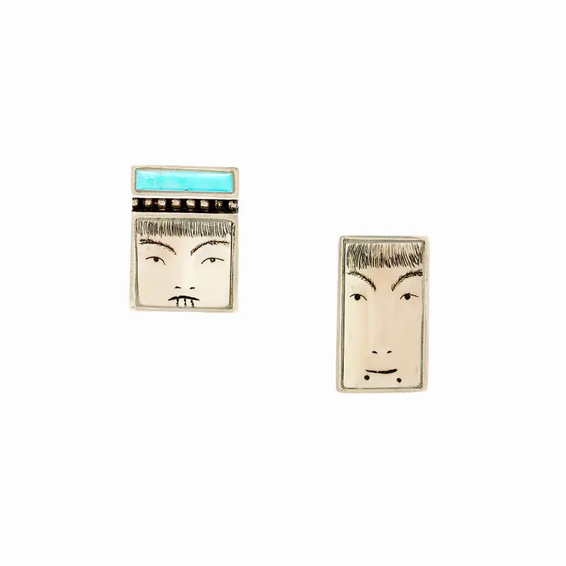 Wallace, Denise Sterling Silver Face Earrings With Turquoise