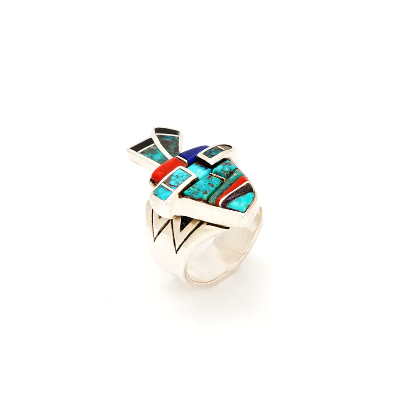 Willie, Wes Sterling Silver Inliad Yei Mask Ring