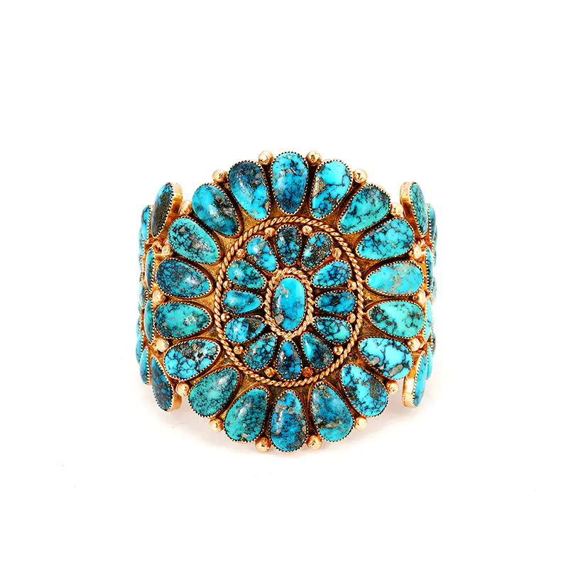 Quam, Alice 14K Gold Morenci Turquoise Cuff