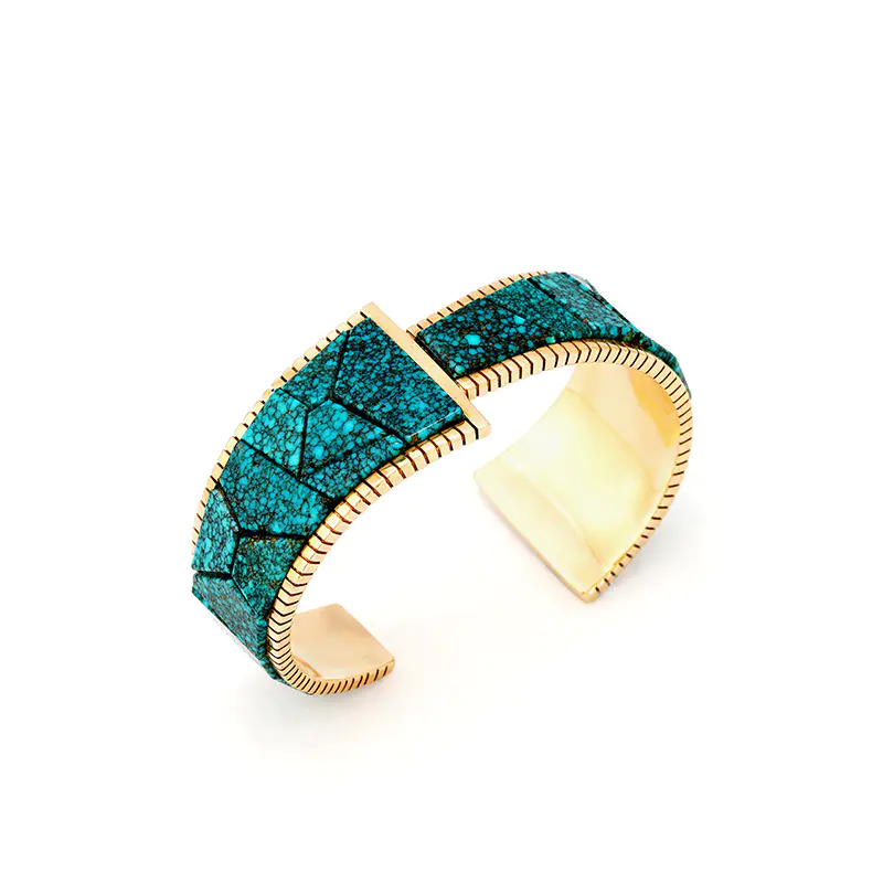 Johnson, Don Juan Of New Mexico 14K Gold Gem-Quality Lone Mountain Turquoise Bracelet