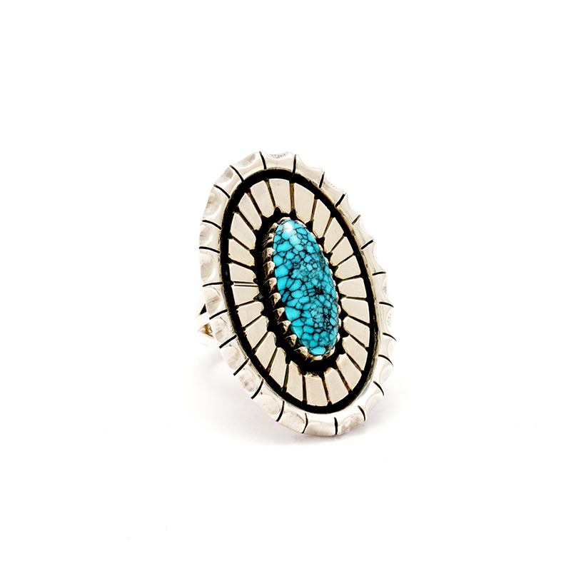 Benally, Kee Joe Black Web #8 Turquoise Ring
