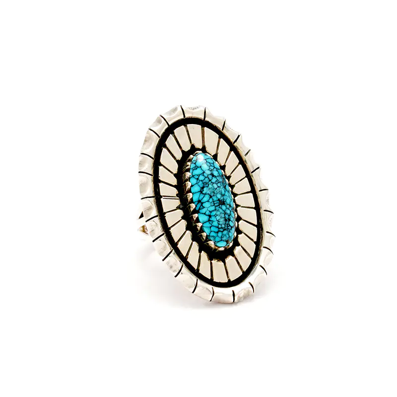 Benally, Kee Joe Black Web #8 Turquoise Ring