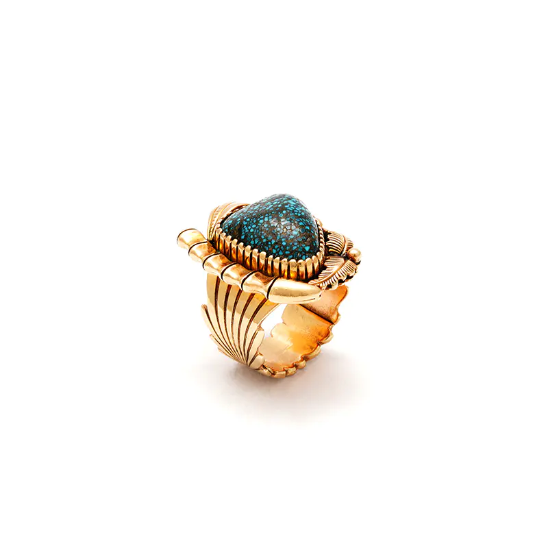 Vintage 14K Gold Lander Blue Turquoise Ring