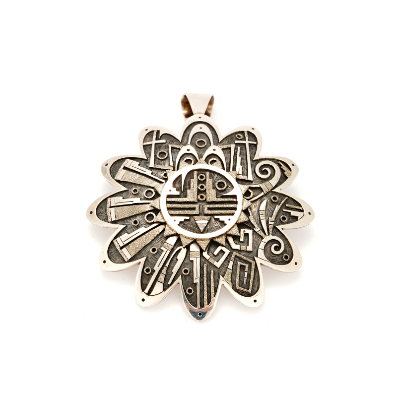 Koinva, Myrthus Sterling Silver Hopi Overlay Pendant