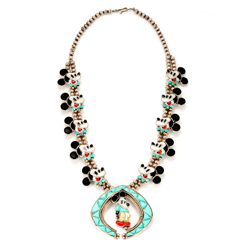 Poblano, Veronica Mickey Mouse Squash Blossom Necklace