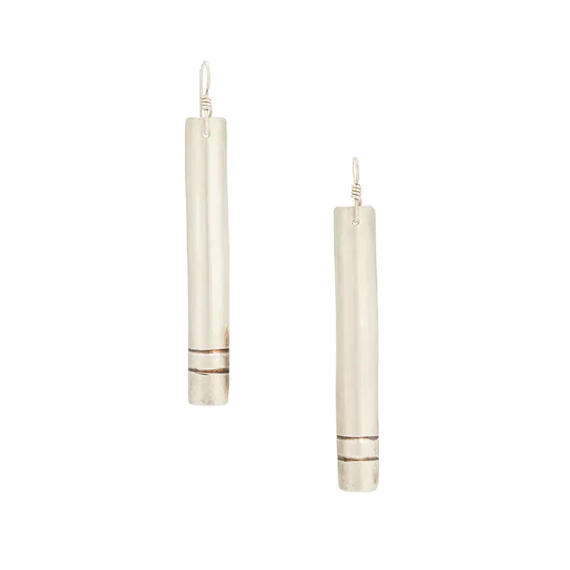 Faks, James Sterling Silver Rectangle Earrings
