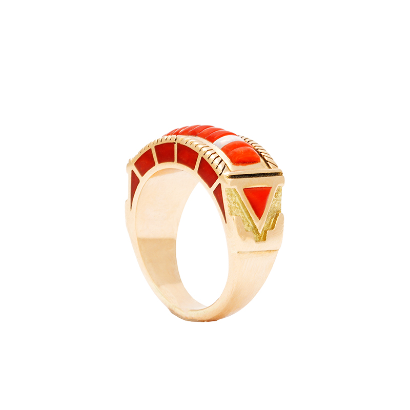 Yazzie, Lee 14K Gold Coral Ring — view 2