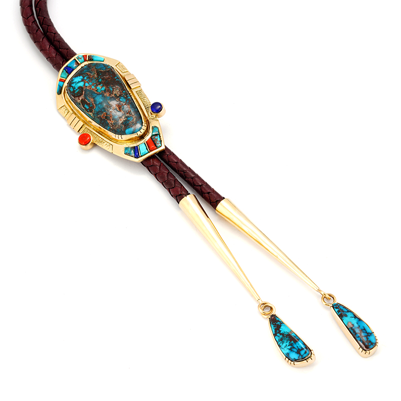 Willie, Wes 18K Gold Inlaid Large Bisbee Stone Bolo Tie