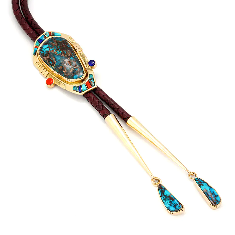 Willie, Wes 18K Gold Inlaid Large Bisbee Stone Bolo Tie