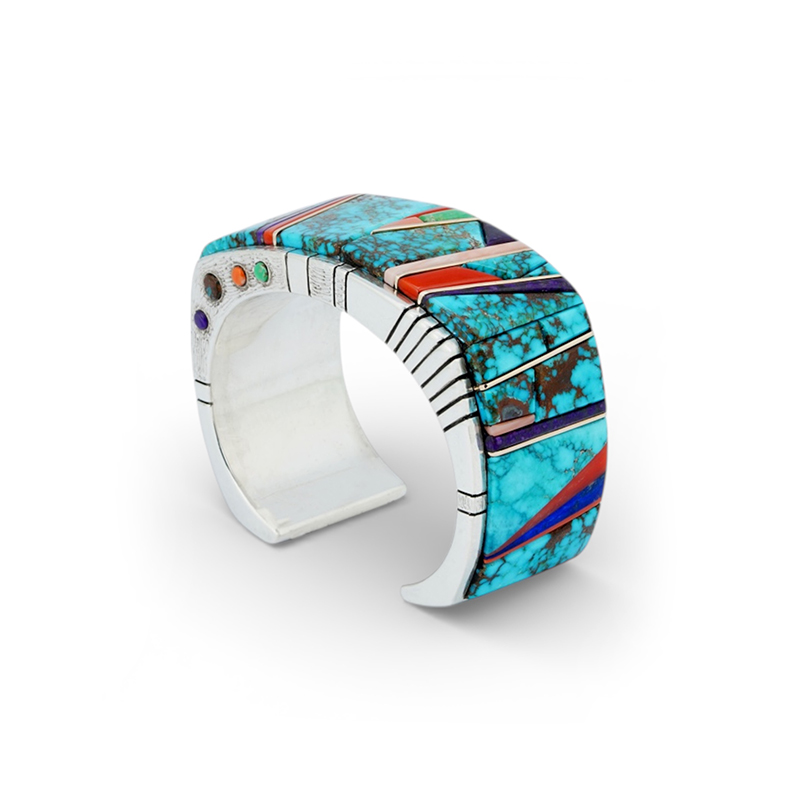 Wes Willie Turquoise and Inlay Sterling Silver Bracelet