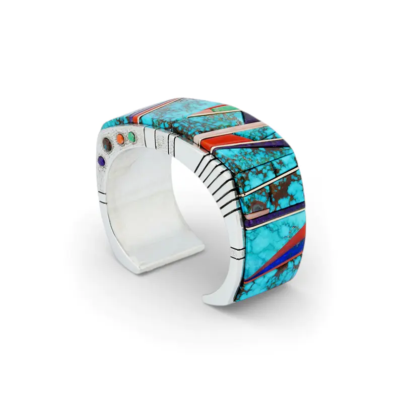 Wes Willie Turquoise and Inlay Sterling Silver Bracelet