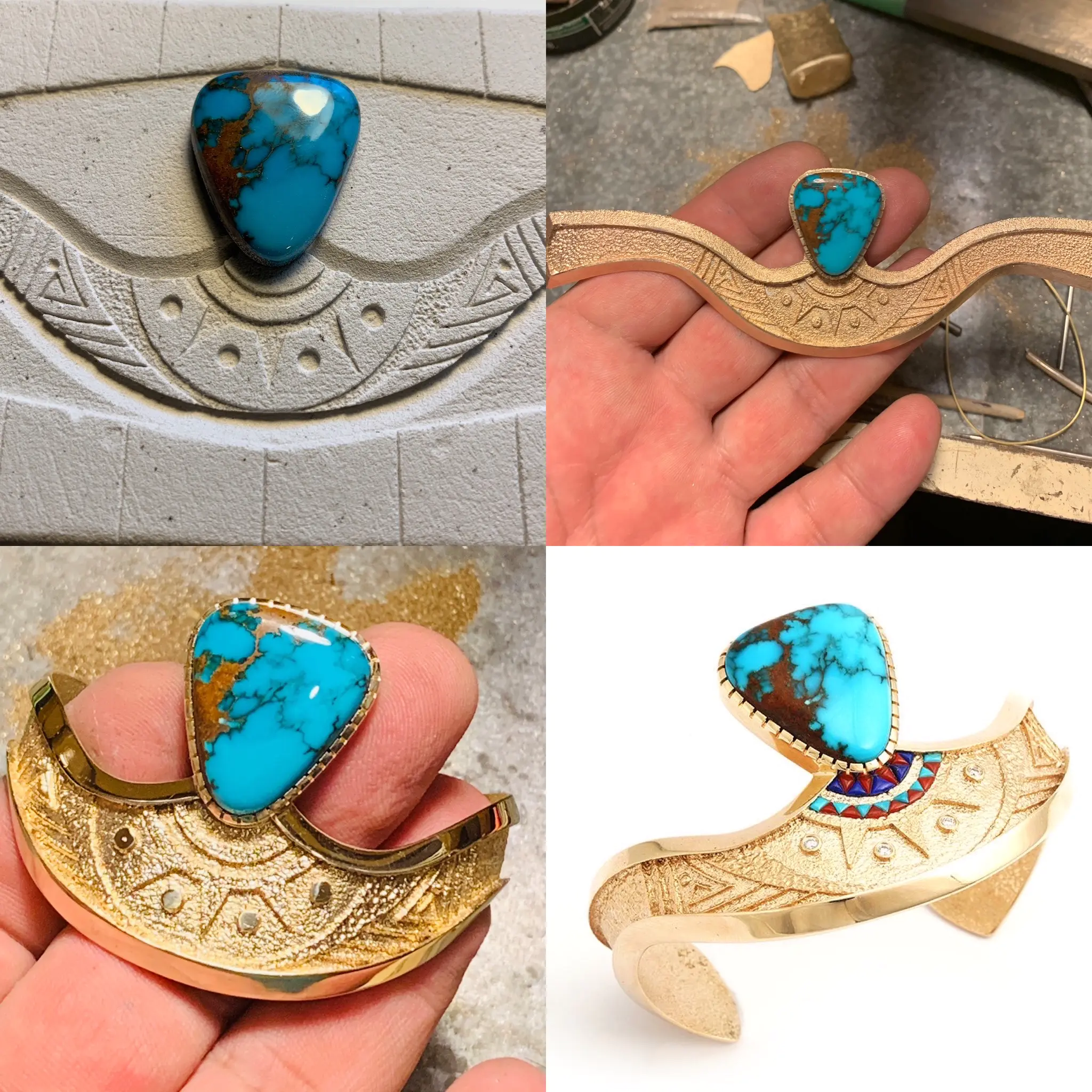 Ric Charlie tufa-cast silver jewelry with gemstone accents