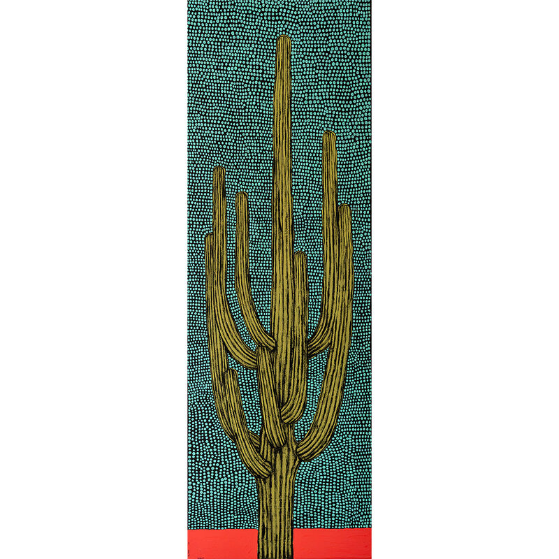 Guerin, Fort - Acrylic On Canvas “ Desert Sunset With Saguaros Night Sky"