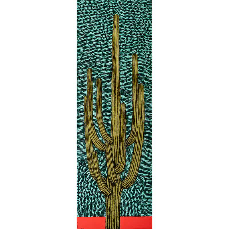 Guerin, Fort - Acrylic On Canvas “ Desert Sunset With Saguaros Night Sky"